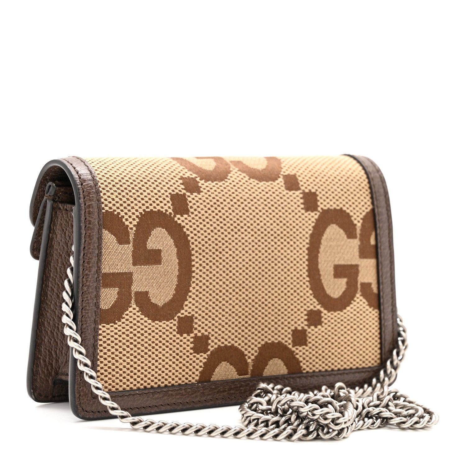 Monogram Jumbo GG Textured Dollar Calfskin Super Mini Dionysus Shoulder Bag Camel Ebony New Acero