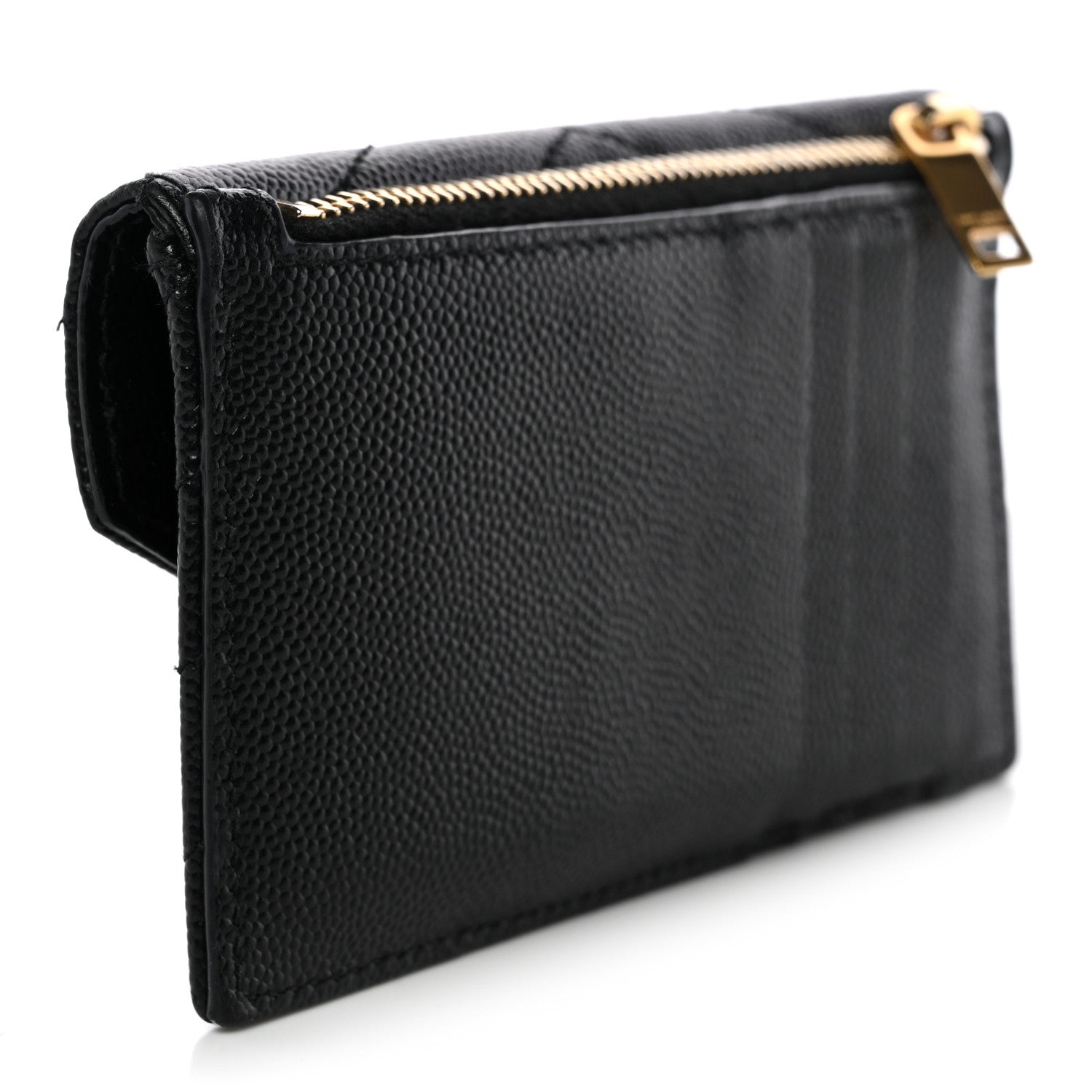 Grain De Poudre Matelasse Chevron Monogram Compact Wallet Black