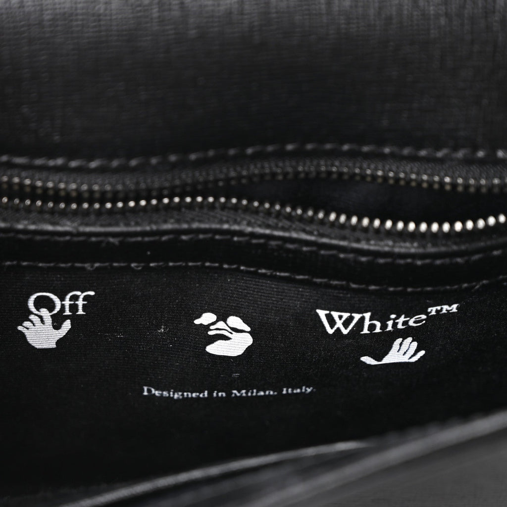 Saffiano Striped Mini Diag Binder Clip Bag Black White Indus