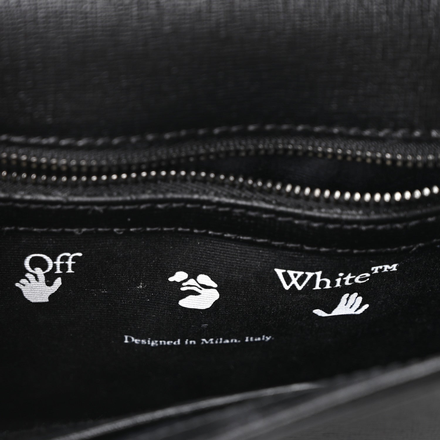 Saffiano Striped Mini Diag Binder Clip Bag Black White Indus