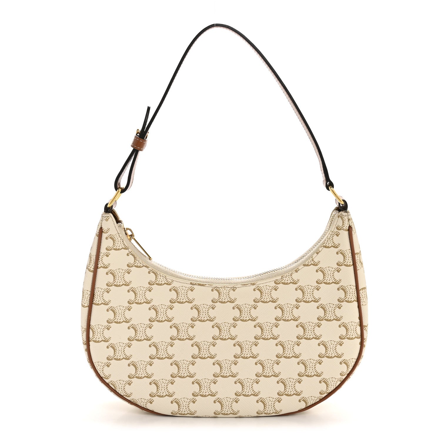 Canvas Calfskin Ava Triomphe Shoulder Bag White