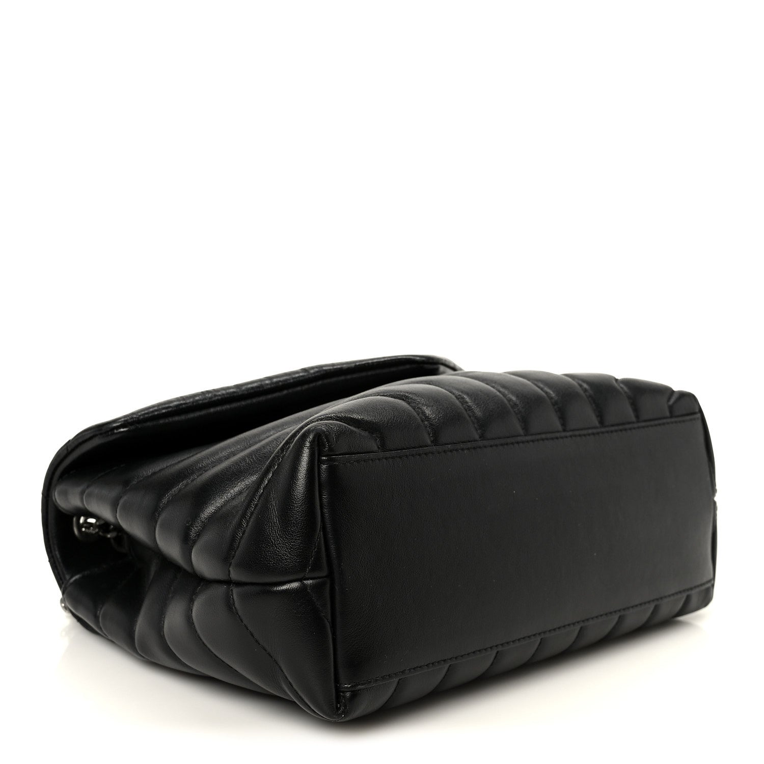 Calfskin Y Quilted Monogram Small Loulou Chain Satchel Black