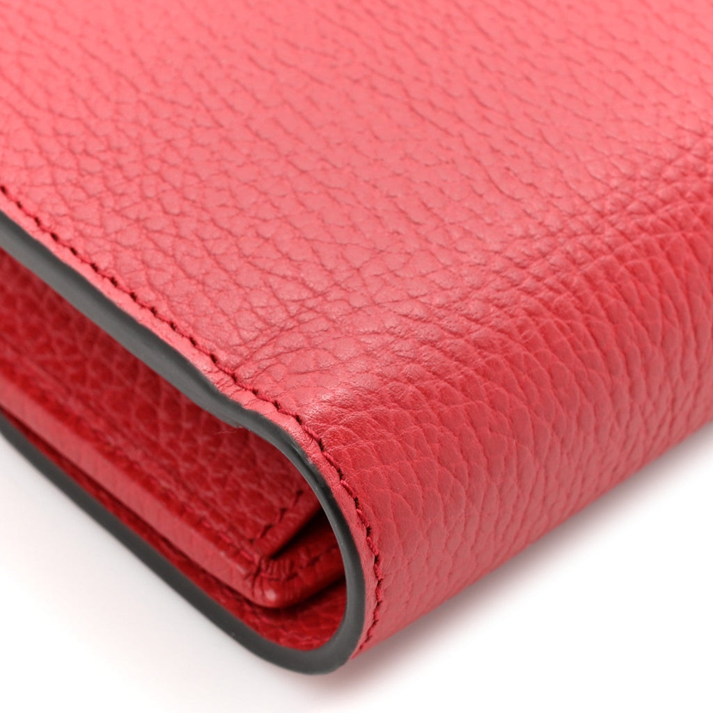 Dollar Calfskin Interlocking G Chain Wallet Red