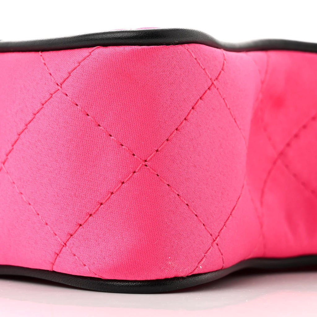 Satin Quilted Walk of Fame Star Bag Fuchsia Black