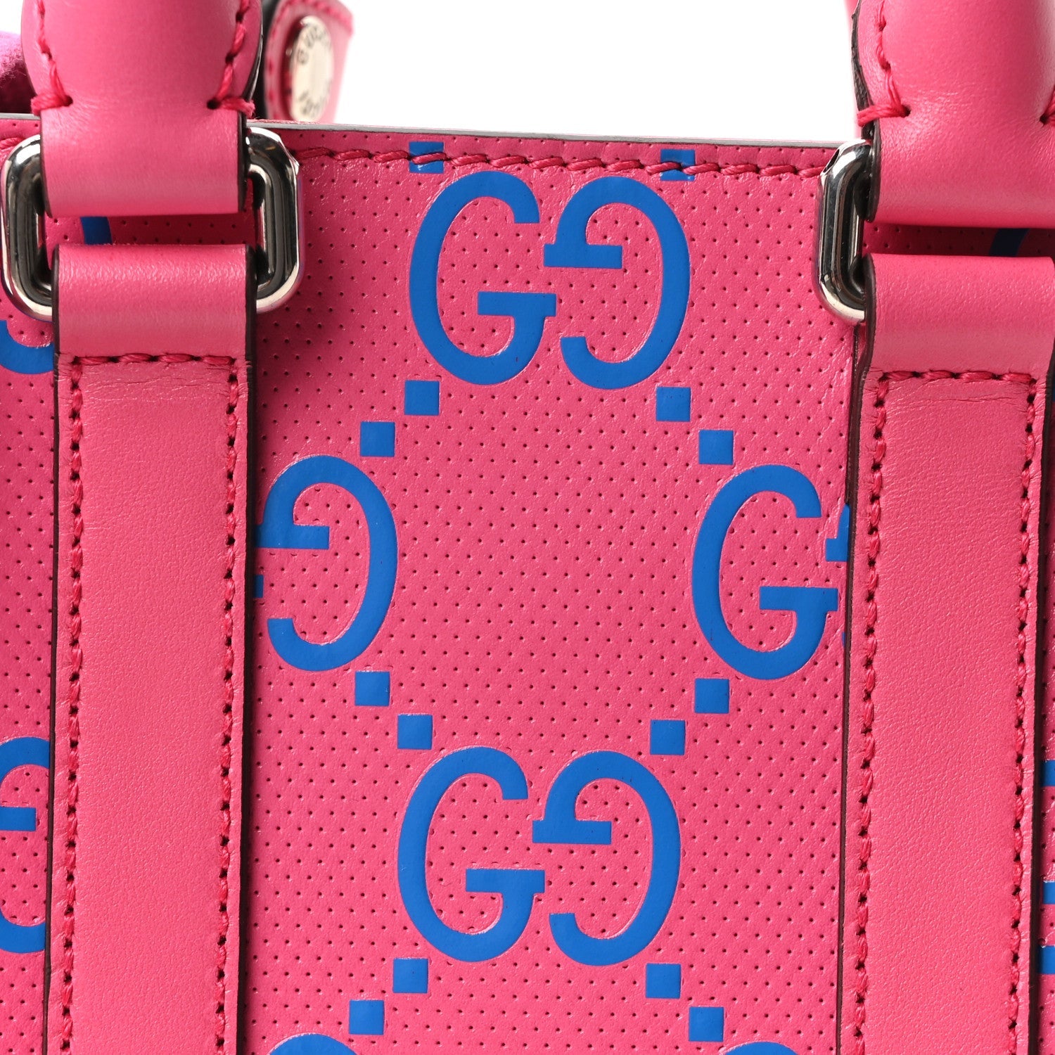 Calfskin GG Tennis Embossed Mini Tote Bag Modern Fuchsia Modern Blue
