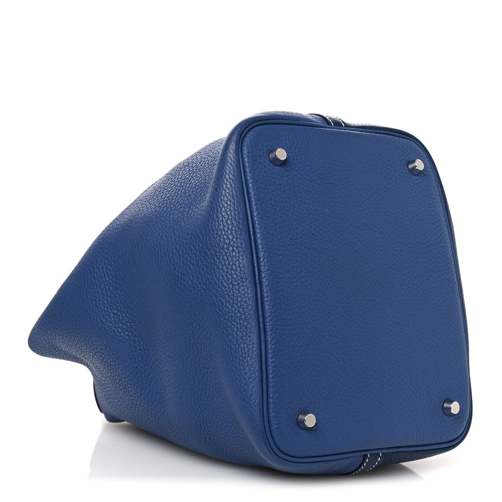 Taurillon Clemence Casaque Picotin Lock 22 MM Bleu Saphir Bleu Brighton