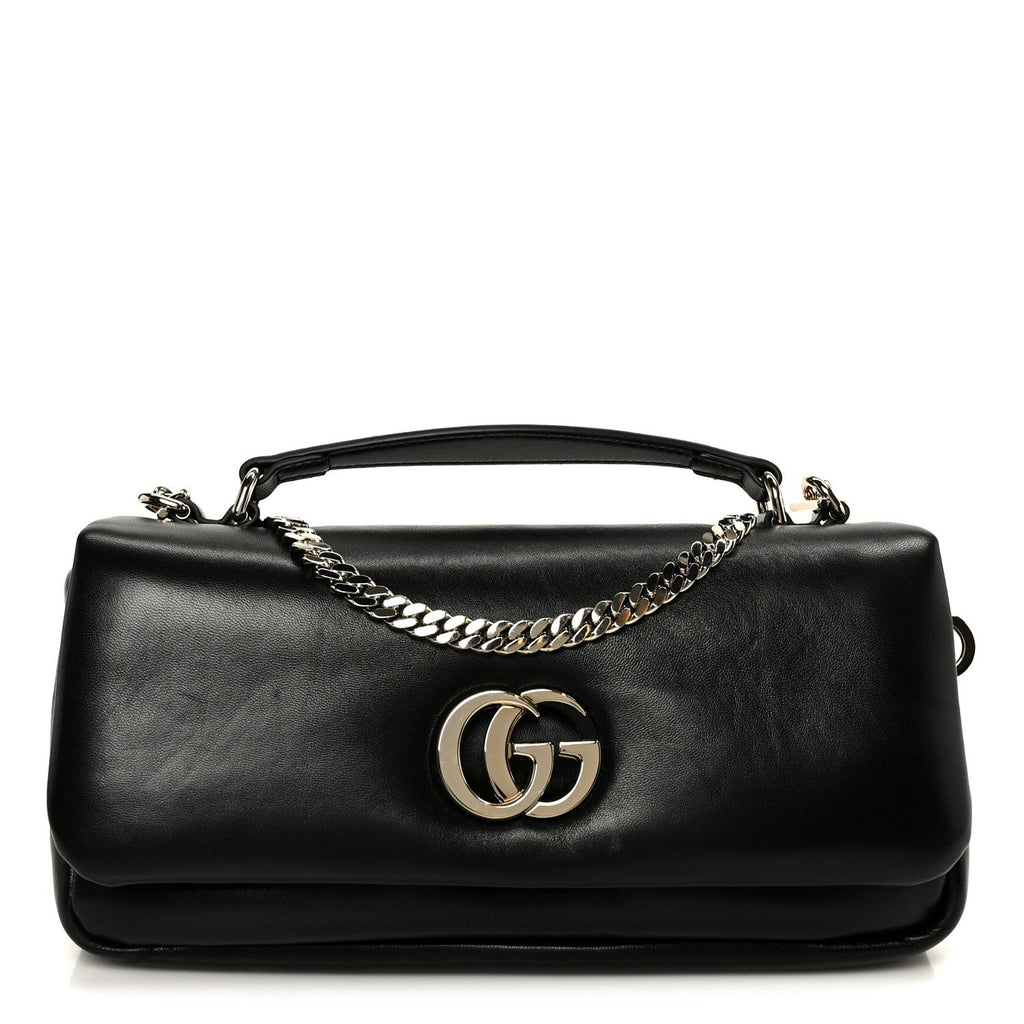 Lambskin Small GG Milano Top Handle Shoulder Bag Black