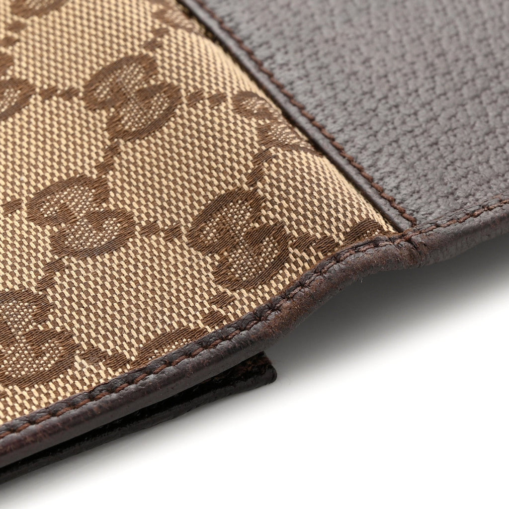 Monogram Calfskin Ladies Web Continental Wallet Beige Ebony Cocoa