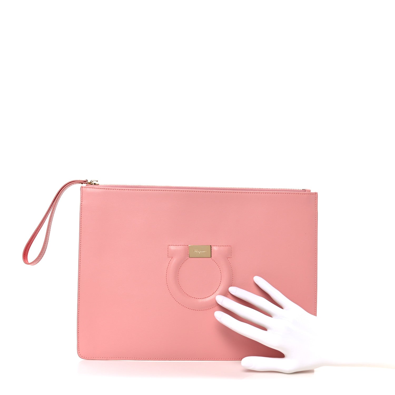 Calfskin Gancini CIty Wristlet Pink