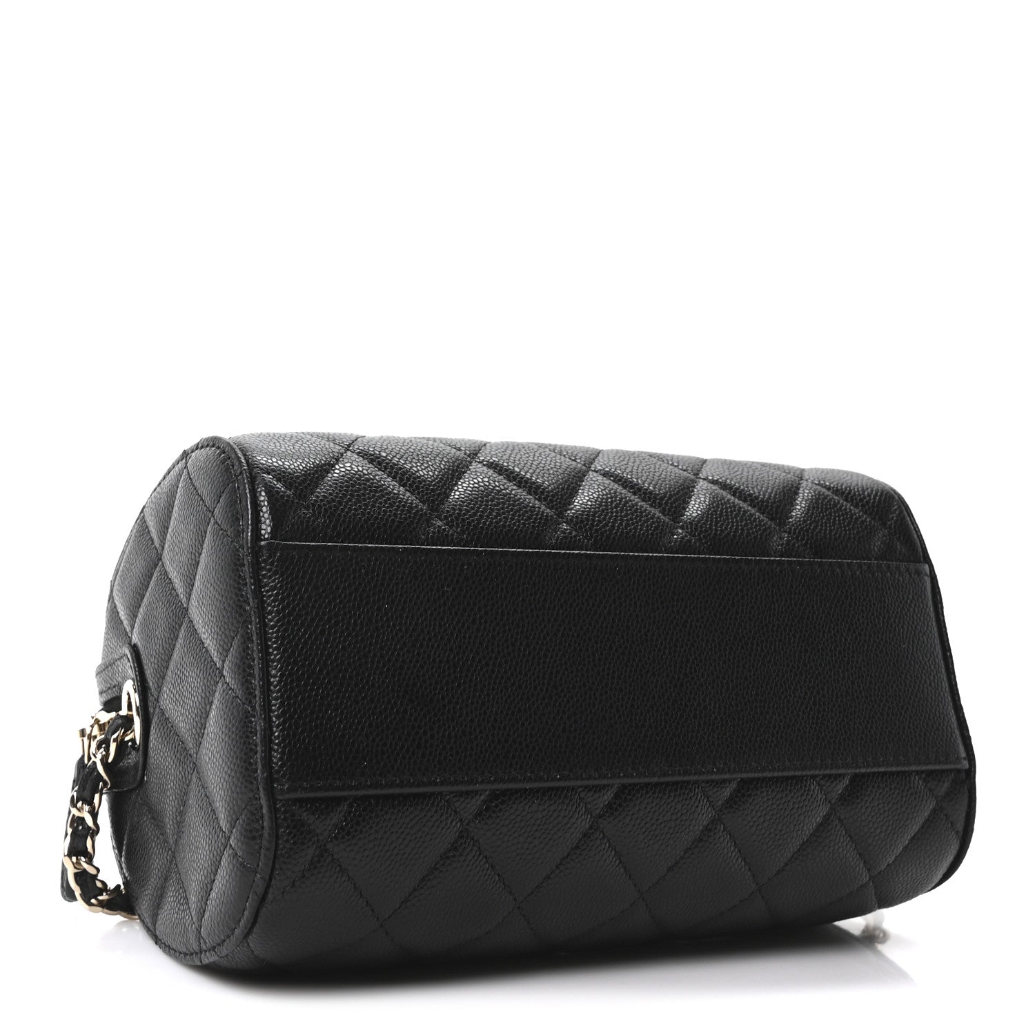 Caviar Quilted Barrel Purse With Chain  Black