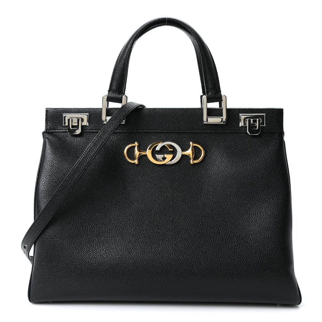 Smooth Calfskin Medium Zumi Top Handle Bag Black