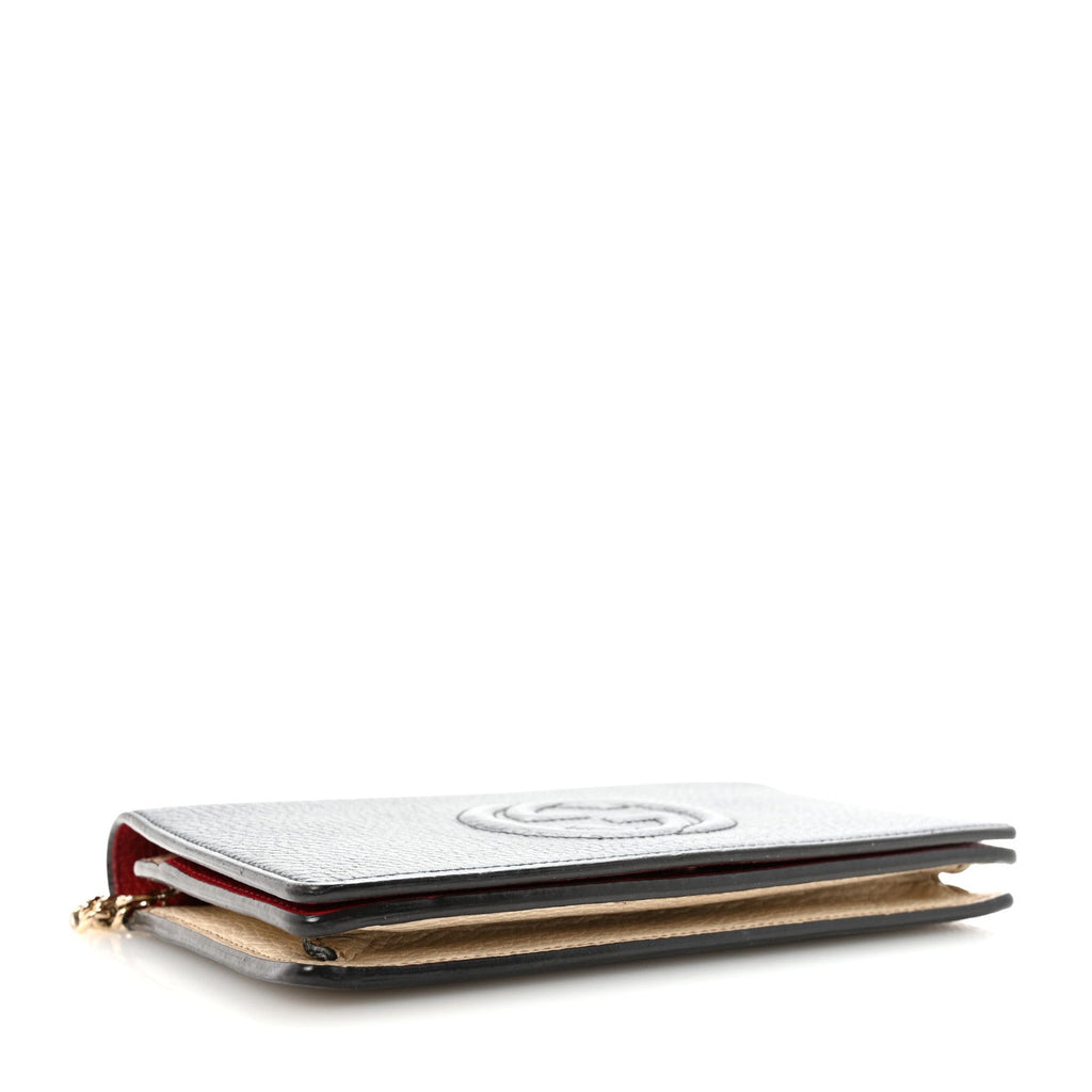 Dollar Calfskin Soho Wallet On Chain Blue Hibiscus Red Mystic White