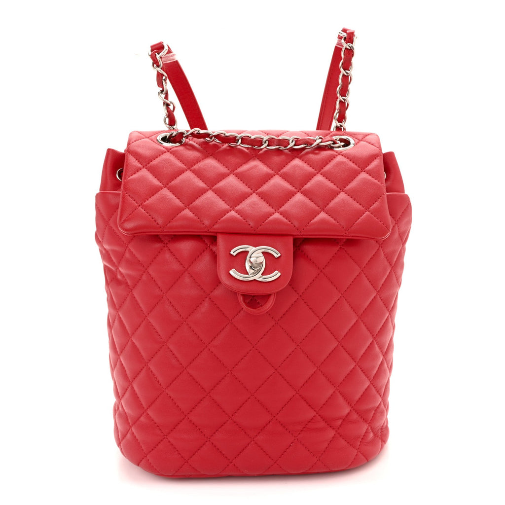 Lambskin Quilted Small Urban Spirit Backpack Red