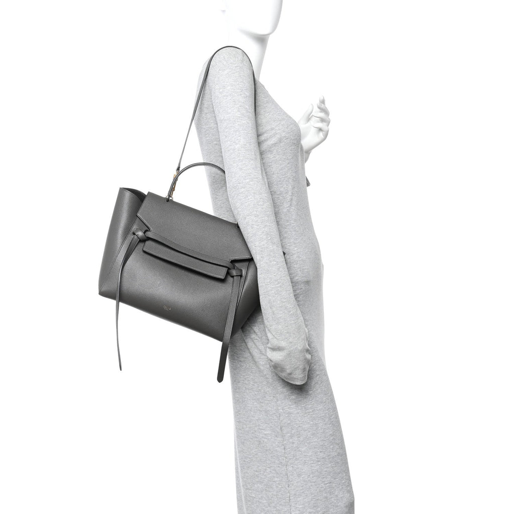 Grained Calfskin Mini Belt Bag Grey