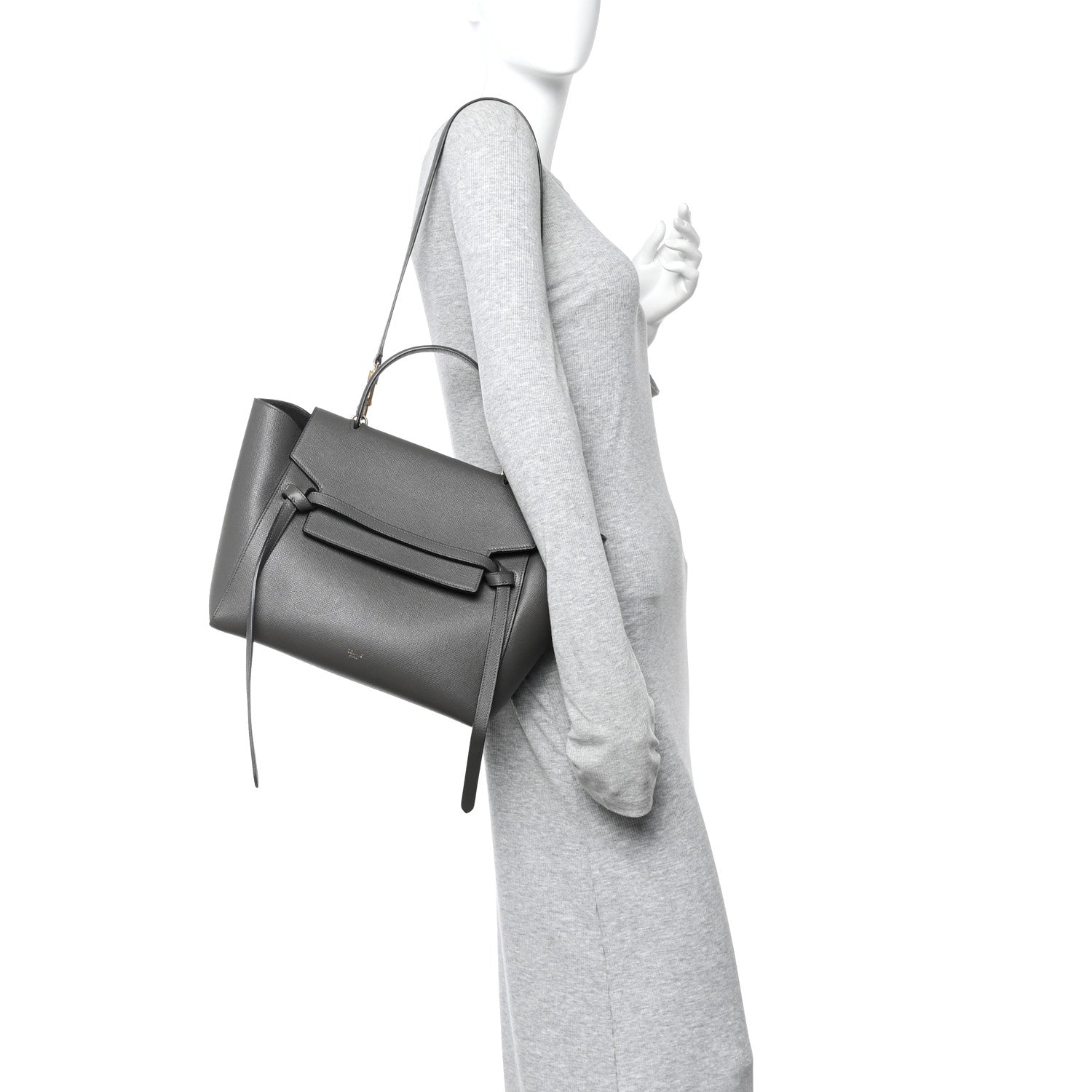Grained Calfskin Mini Belt Bag Grey