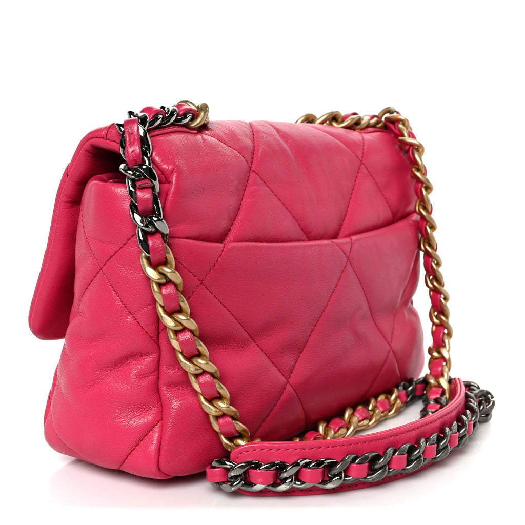 Lambskin Quilted Medium Chanel 19 Flap Dark Pink