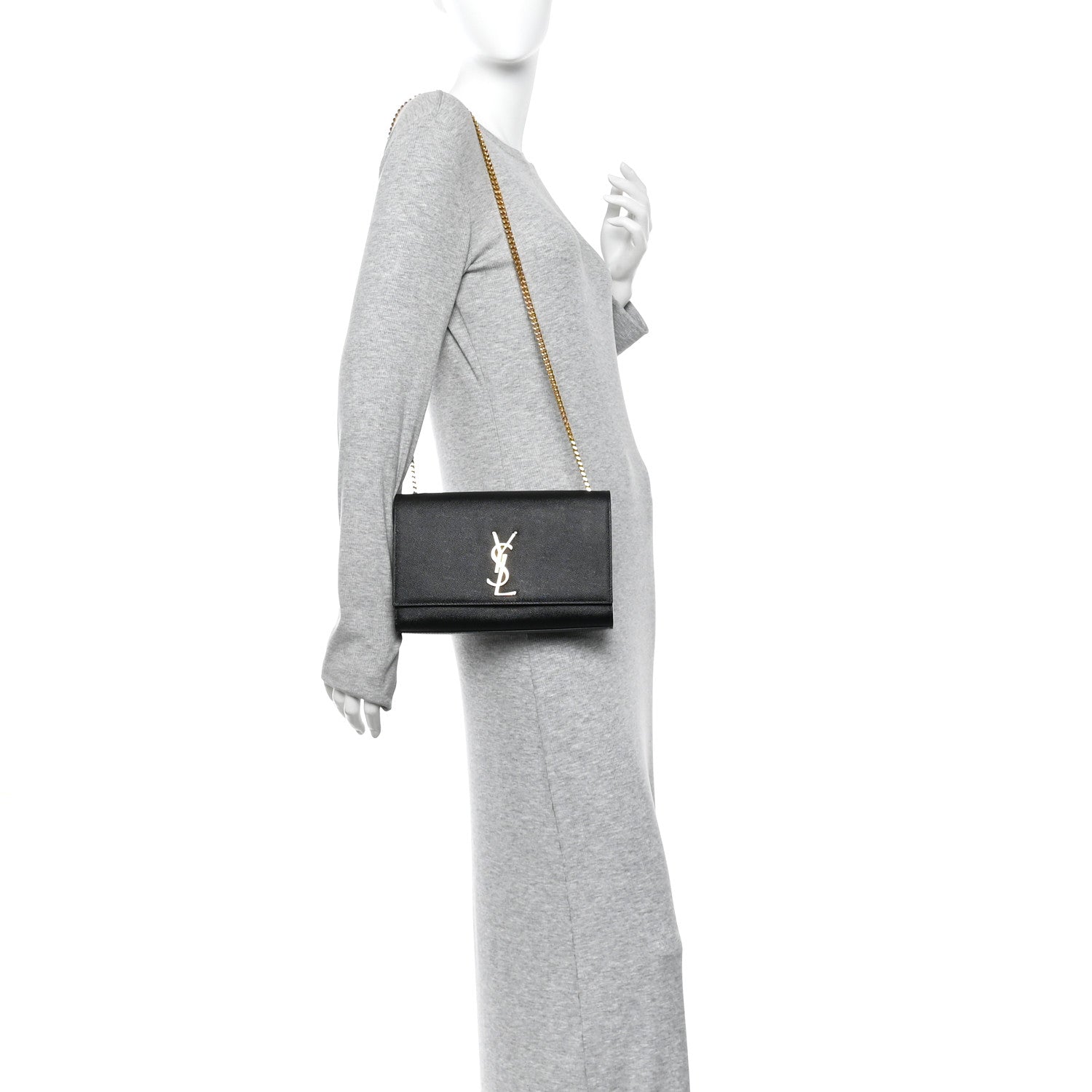 Grain De Poudre Medium Classic Monogram Kate Satchel Black