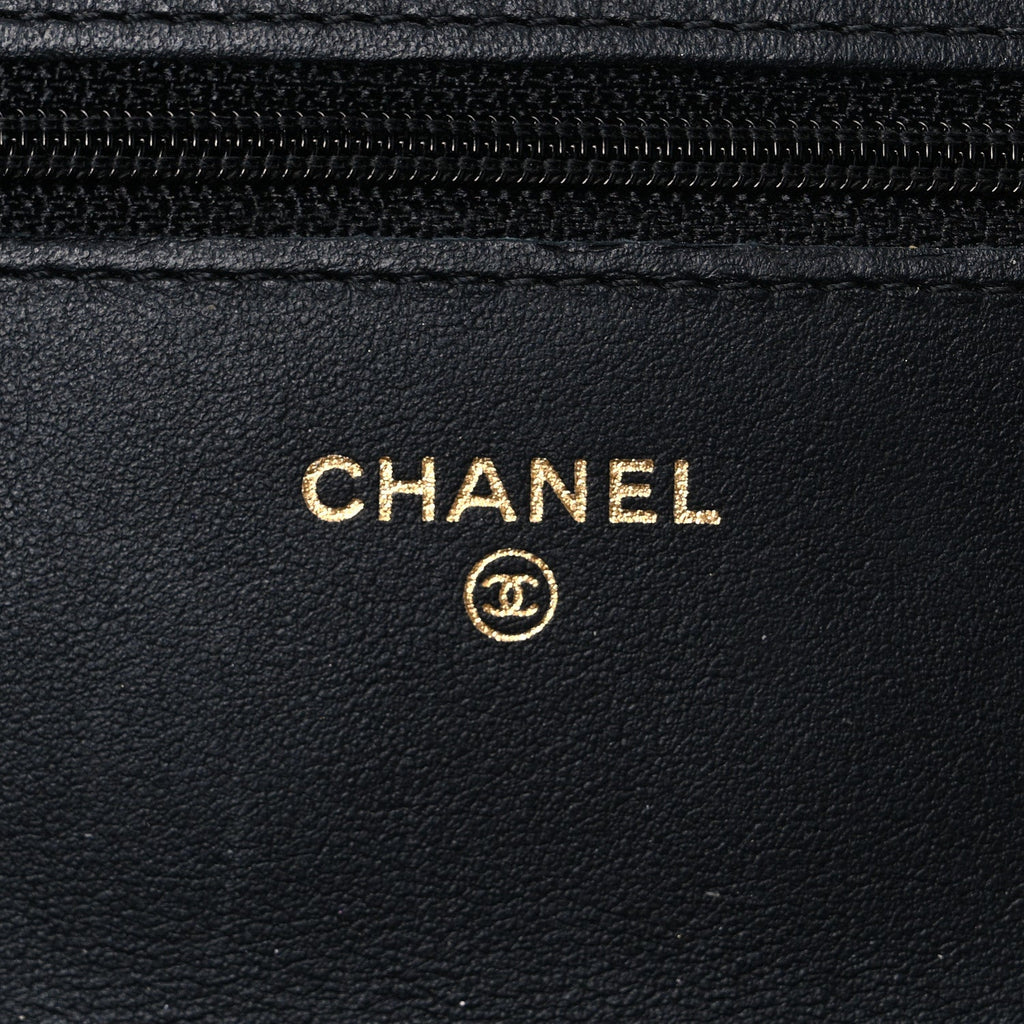 Aged Calfskin Lucky Charms 2.55 Reissue Wallet on Chain WOC Black