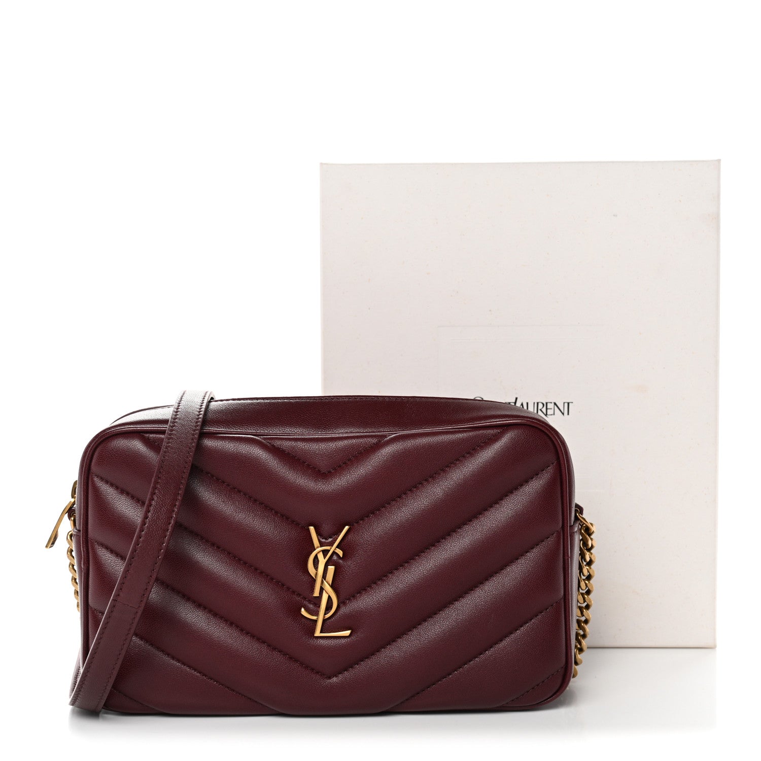 Lambskin Chevron Quilted Medium Loulou Camera Bag  Rouge Cabernet