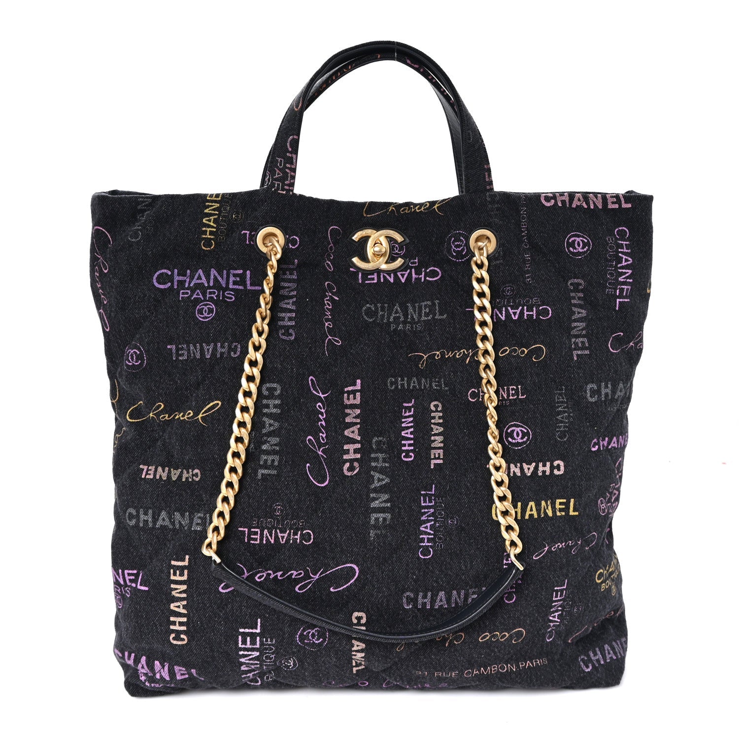 Denim Quilted Denim Mood Maxi Shopping Bag Black Multicolor