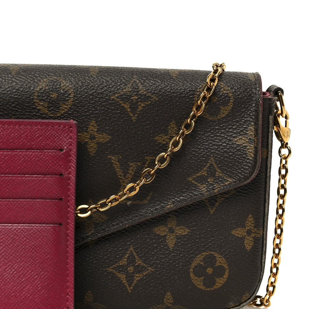 Monogram Pochette Felicie Chain Wallet Fuchsia