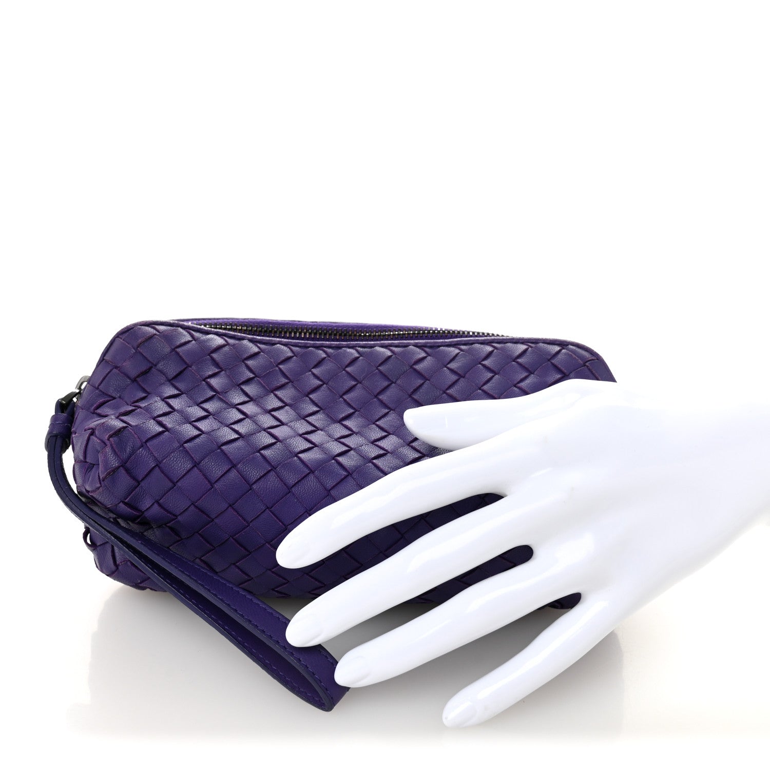 Nappa Intrecciato Cosmetic Wristlet Purple