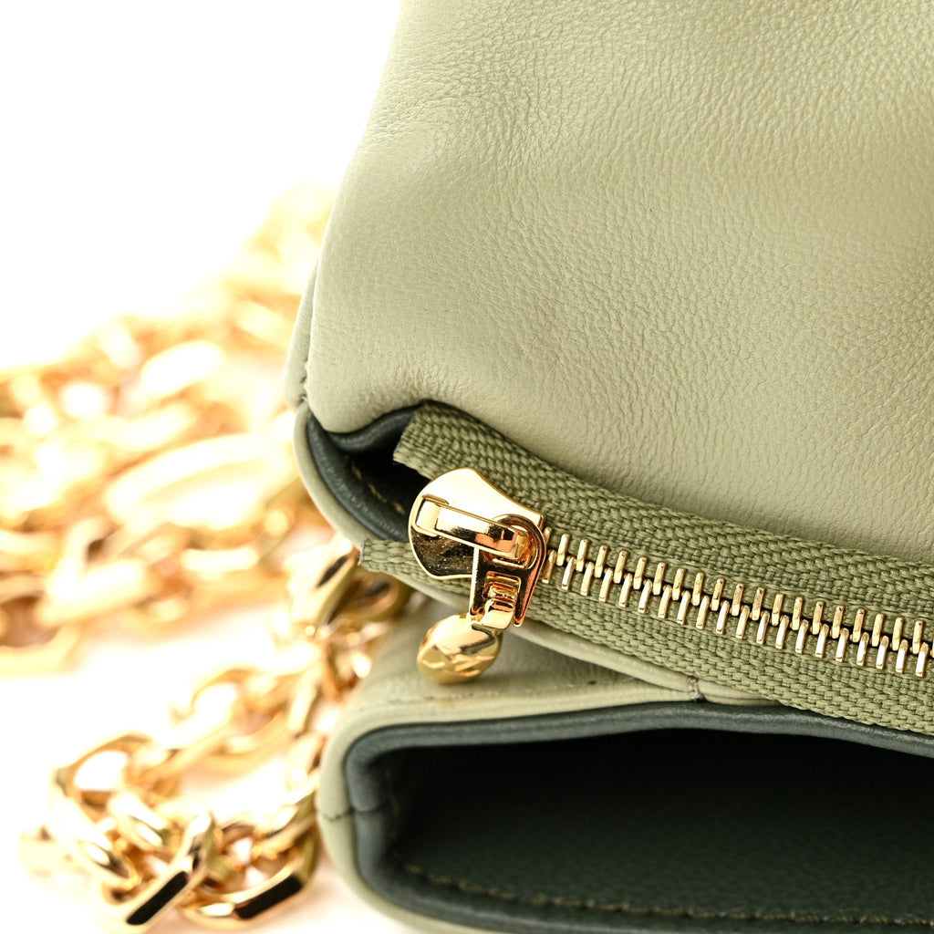 Lambskin Embossed Monogram Pochette Coussin Green