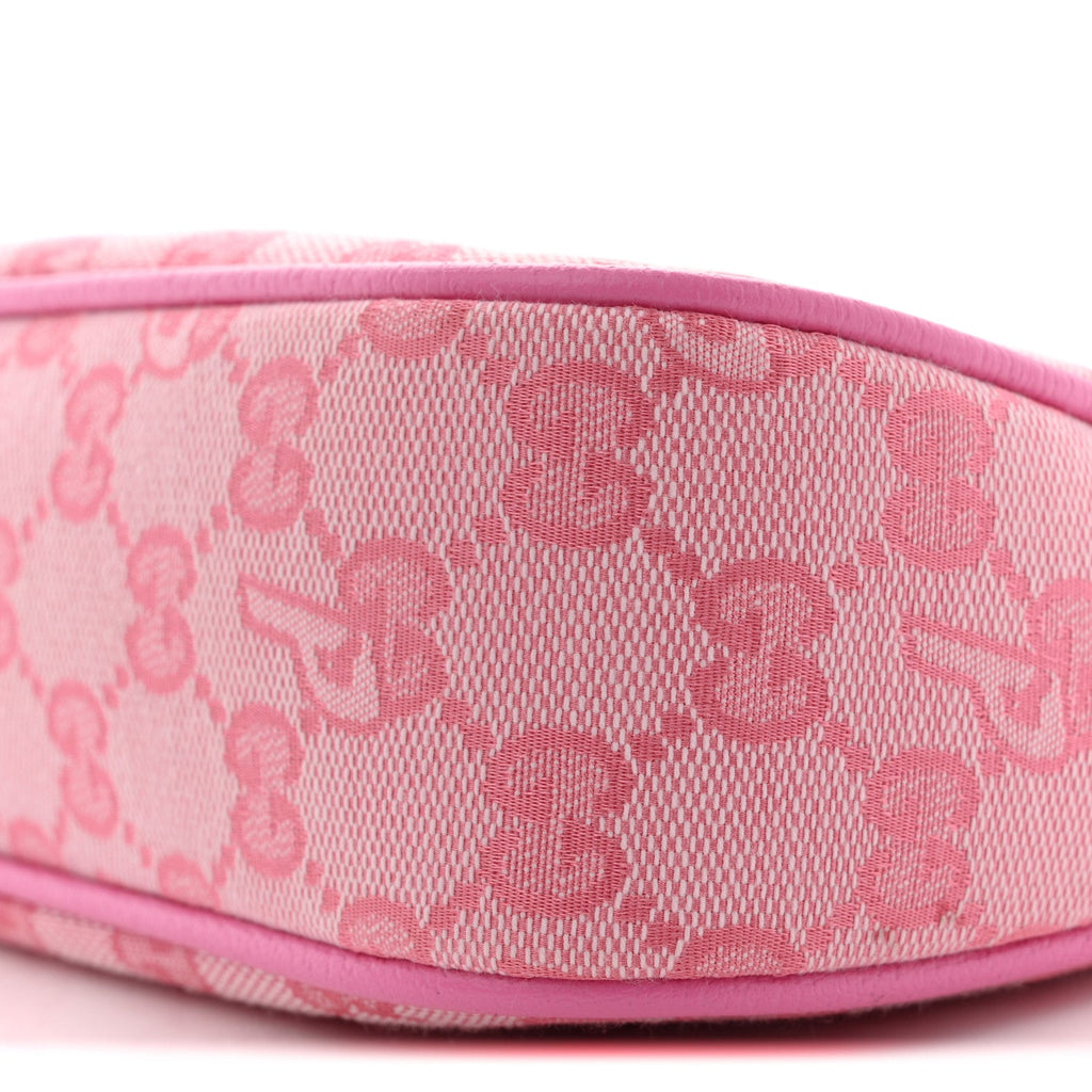 X PALACE GG Supreme Monogram Palace Textured Dollar Calfskin Shoulder Bag Pink Pale Rose Palace
