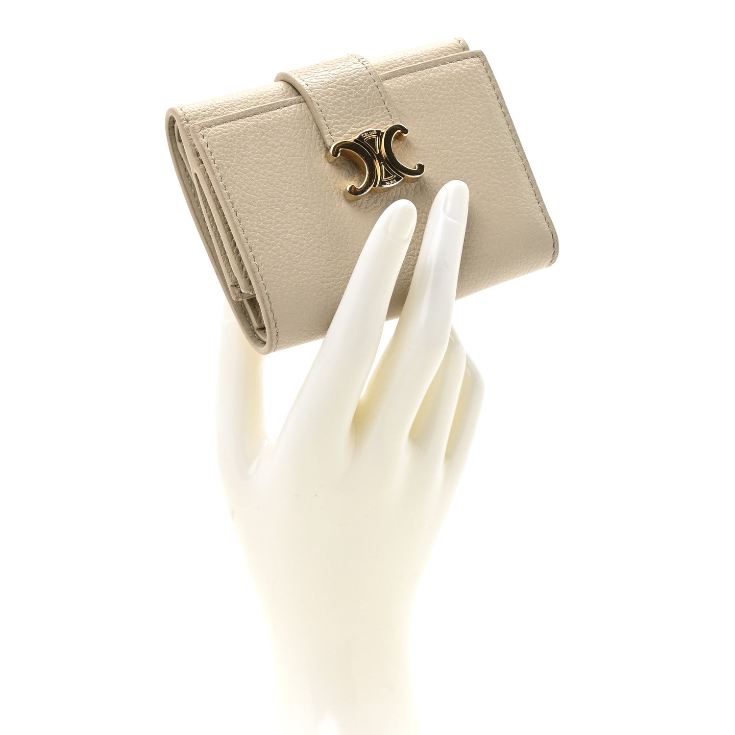 Grained Calfskin Triomphe Nino Wallet Deep Ivory
