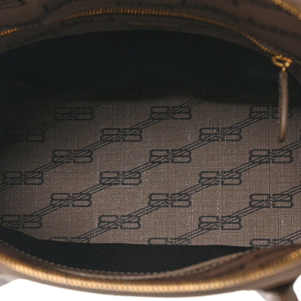 Coated Canvas BB Monogram S Ville Top Handle Bag Beige Brown