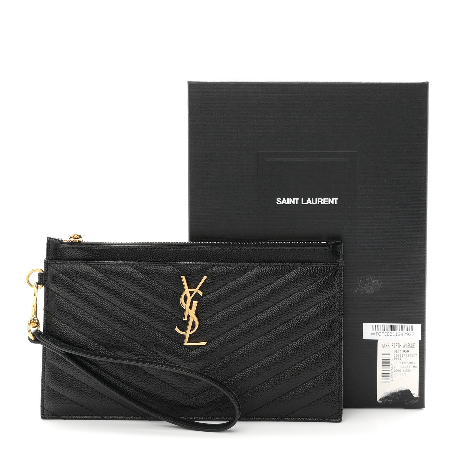 Grain De Poudre Chevron Monogram Large Bill Pouch Black