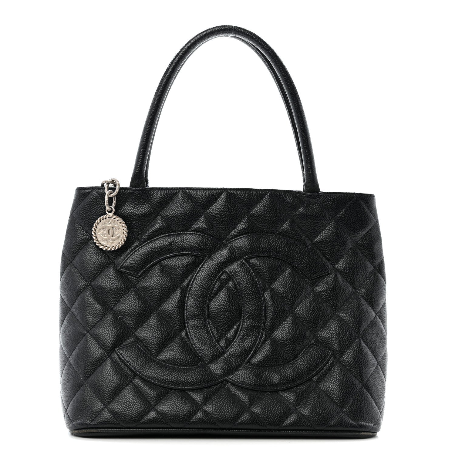 Caviar Quilted Medallion Tote Navy