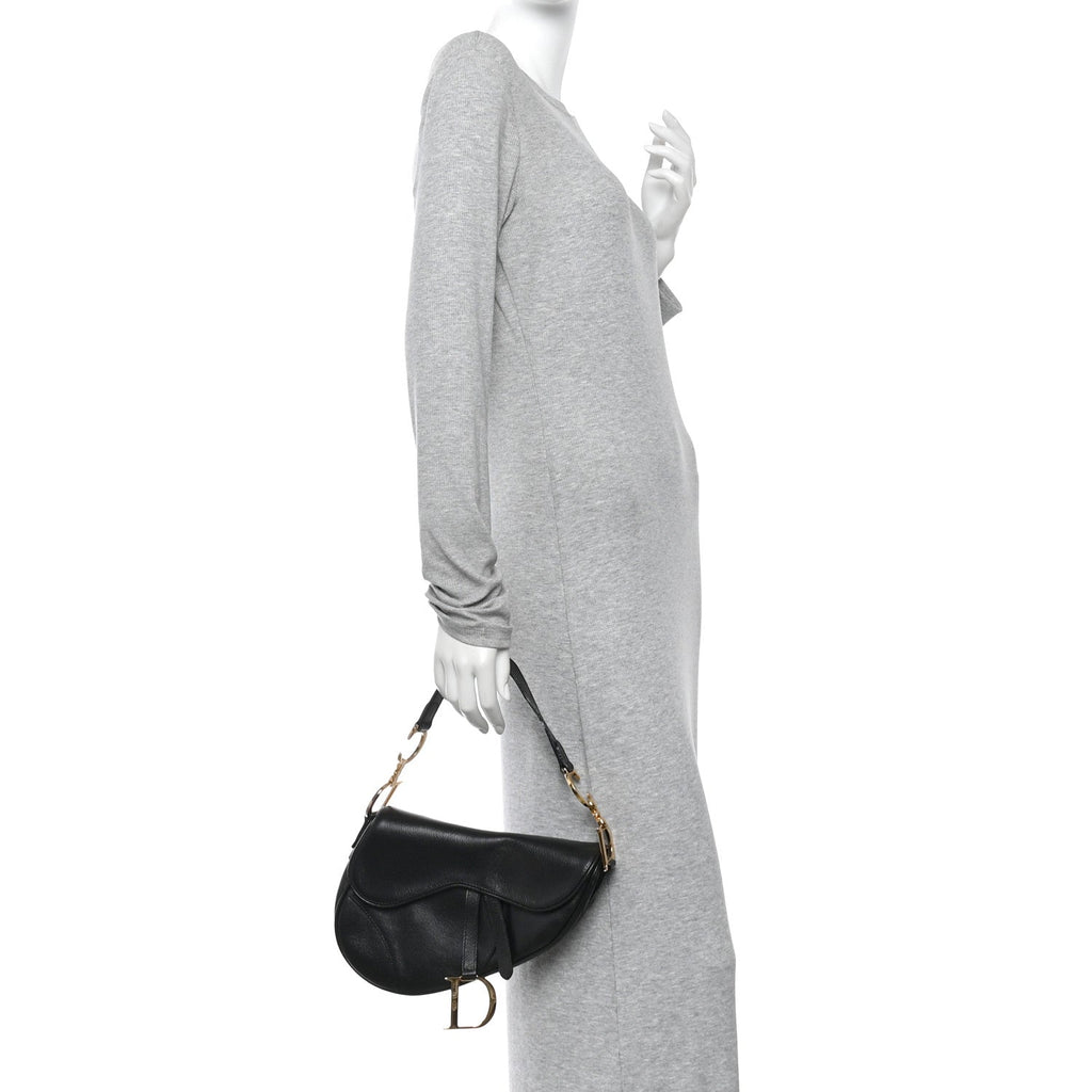 Shiny Goatskin  Saddle Bag Black