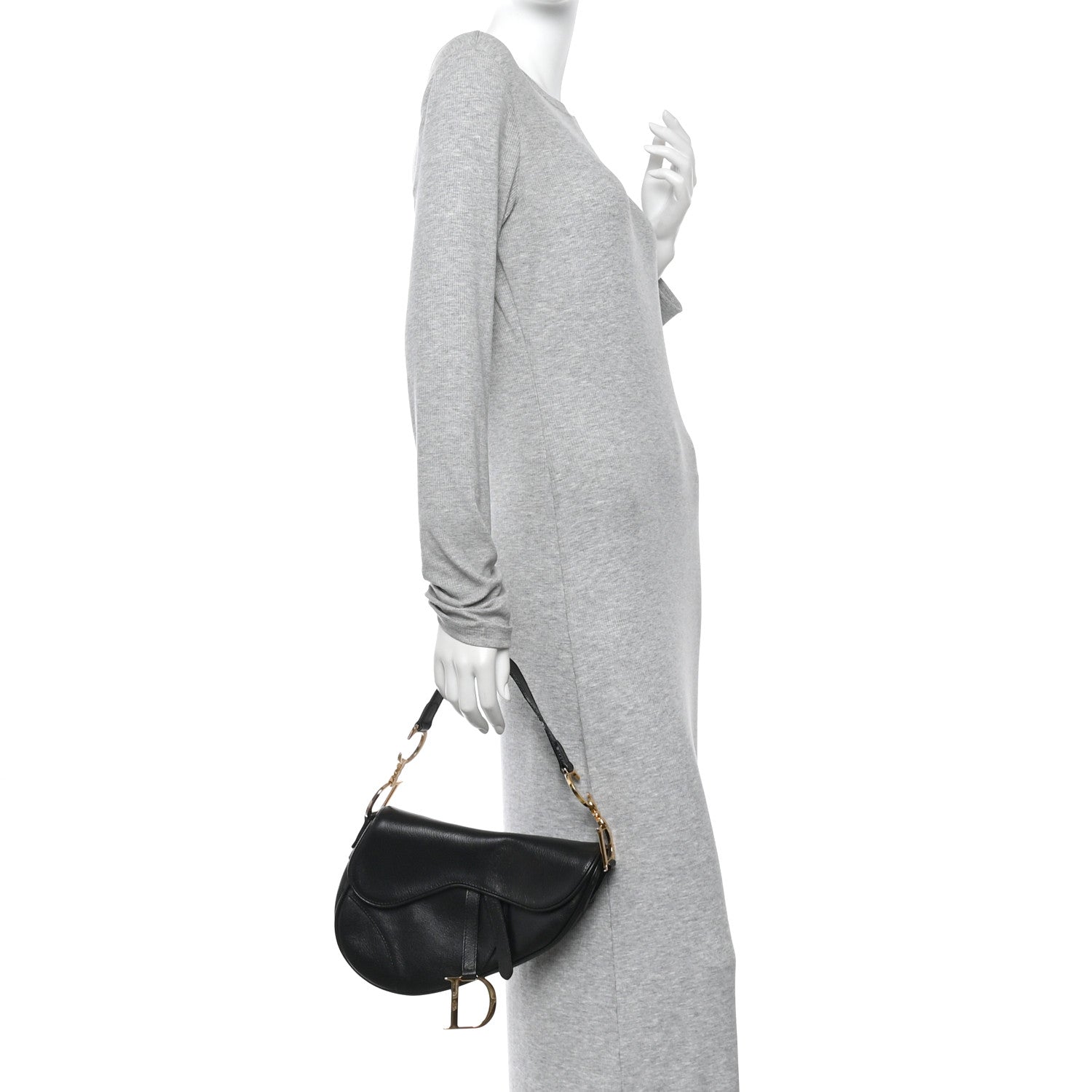 Shiny Goatskin  Saddle Bag Black