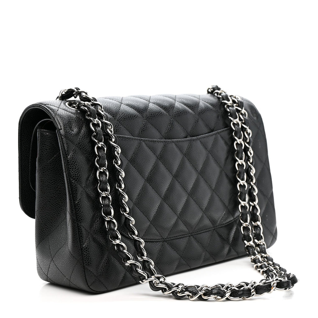 Caviar Quilted Jumbo Double Flap Black