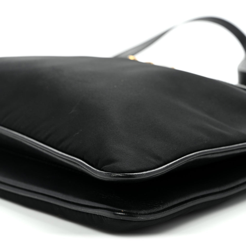 Tessuto Nylon Soft Calf Double Zip Crossbody Bag Black