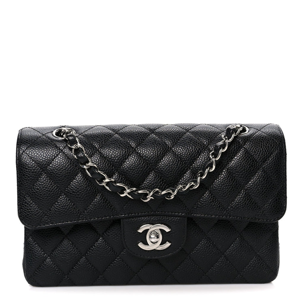 Caviar Quilted Small Double Flap Black