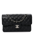 Caviar Quilted Small Double Flap Black