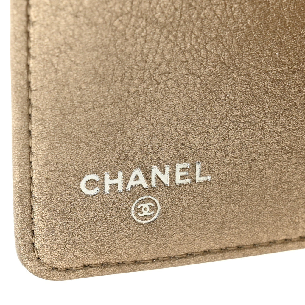 Metallic Lambskin Quilted Boy Yen Wallet Gold