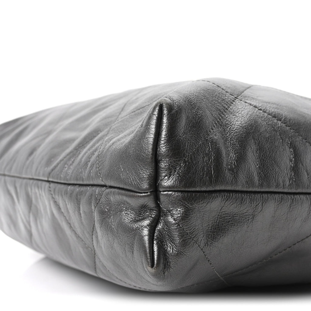 Shiny Calfskin Quilted Chanel 22 Dark Grey