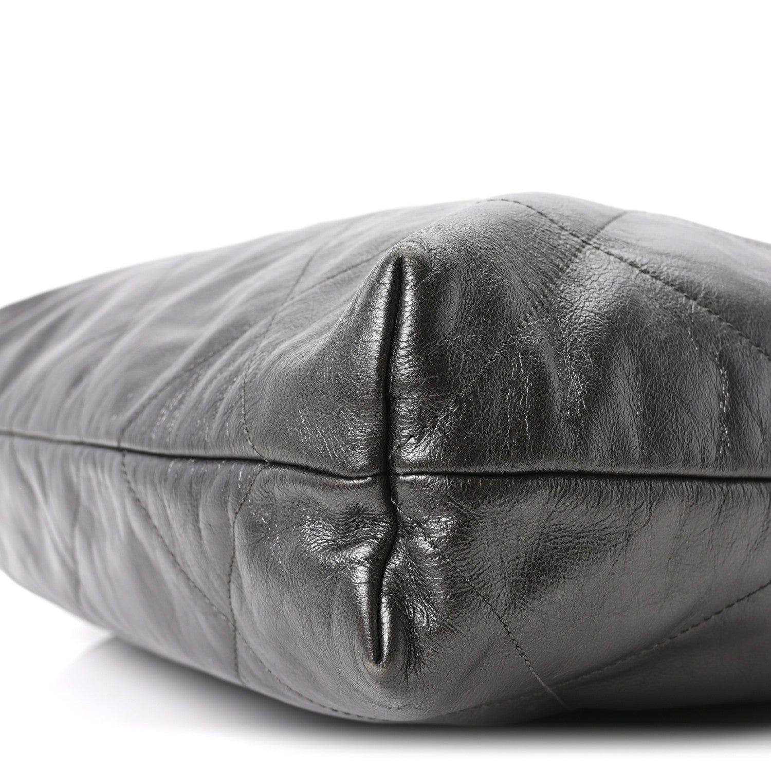 Shiny Calfskin Quilted Chanel 22 Dark Grey