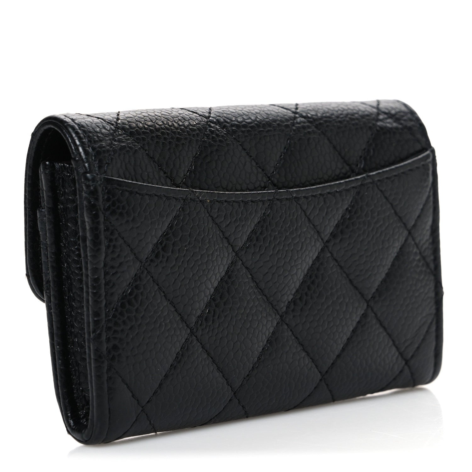 Caviar Quilted Flap  Holder Black