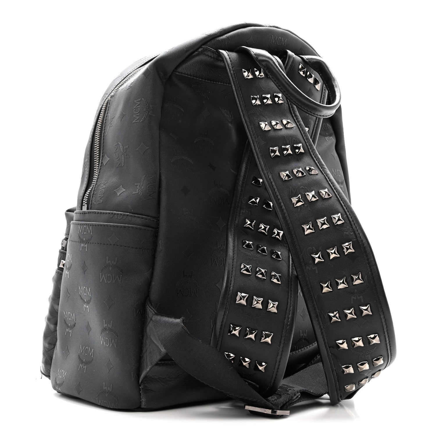Nylon Monogram Studded Stark Medium Backpack Black