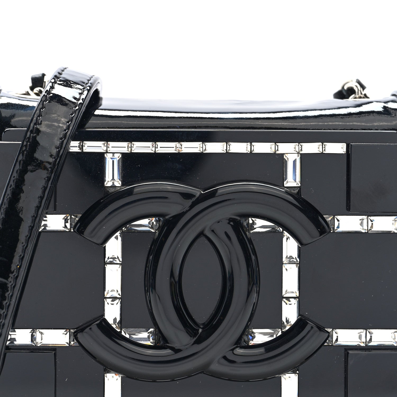 Plexiglass Patent Baguette Crystal Mini Boy Brick Flap Black