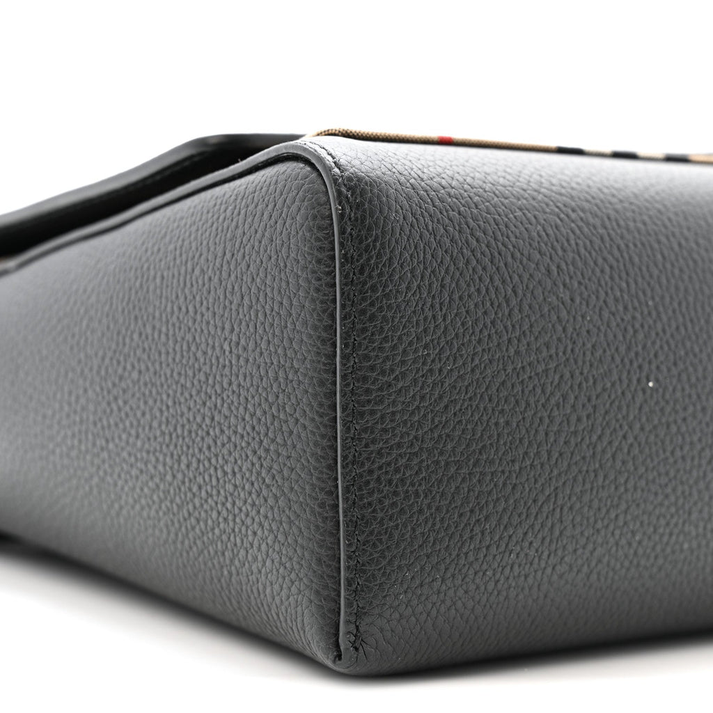 Grainy Calfskin Vintage Check Note Crossbody Bag Black