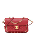 Lambskin Quilted CC Unchained Crossbody Red