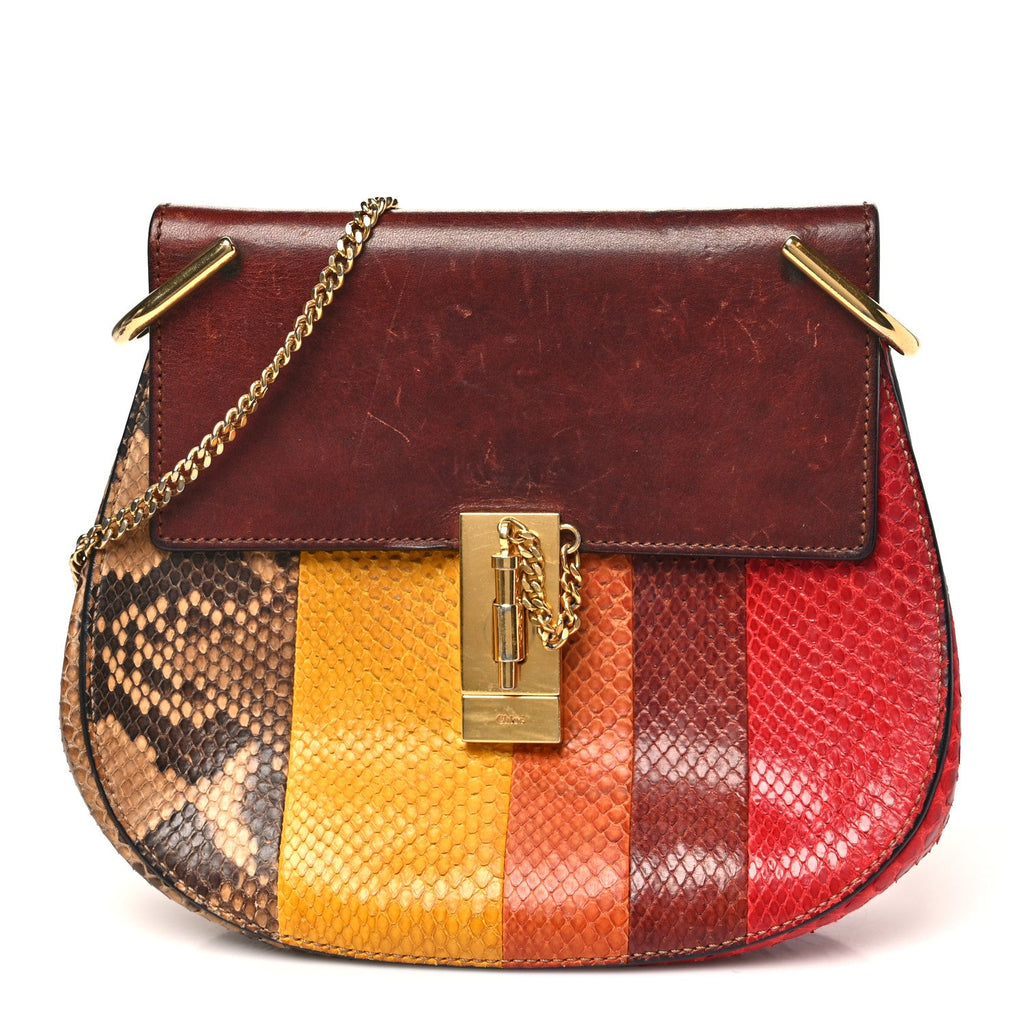 Snakeskin Drew Shoulder Bag Brown Multicolor