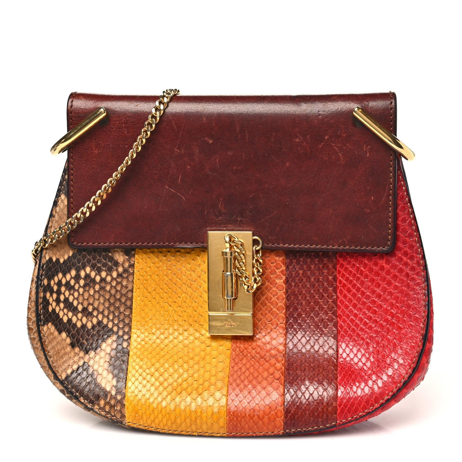 Snakeskin Drew Shoulder Bag Brown Multicolor