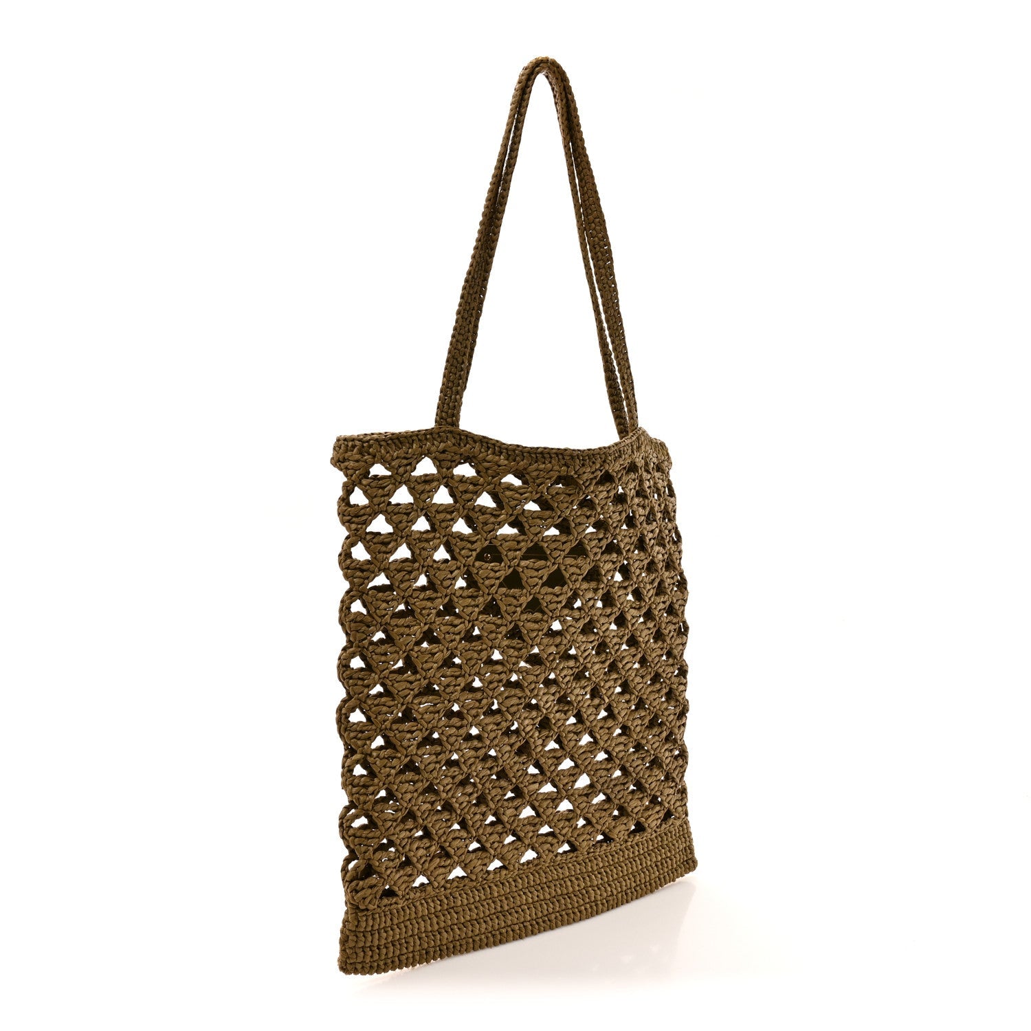 Yarn Raffia Effect Embroidered Logo Tote Oliva