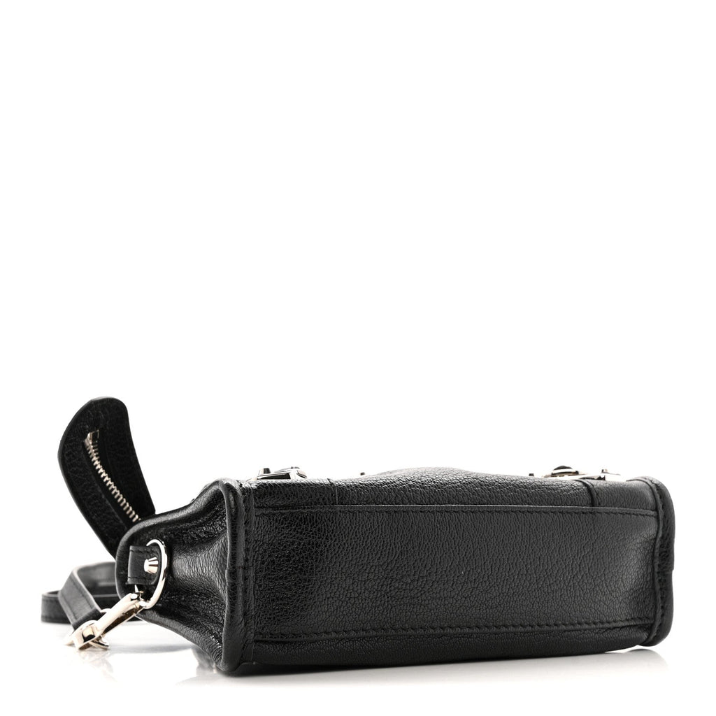 Chevre Silver Metallic Edge Hardware Nano City Black
